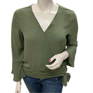 LOFT Olive Green Wrap Top Size L